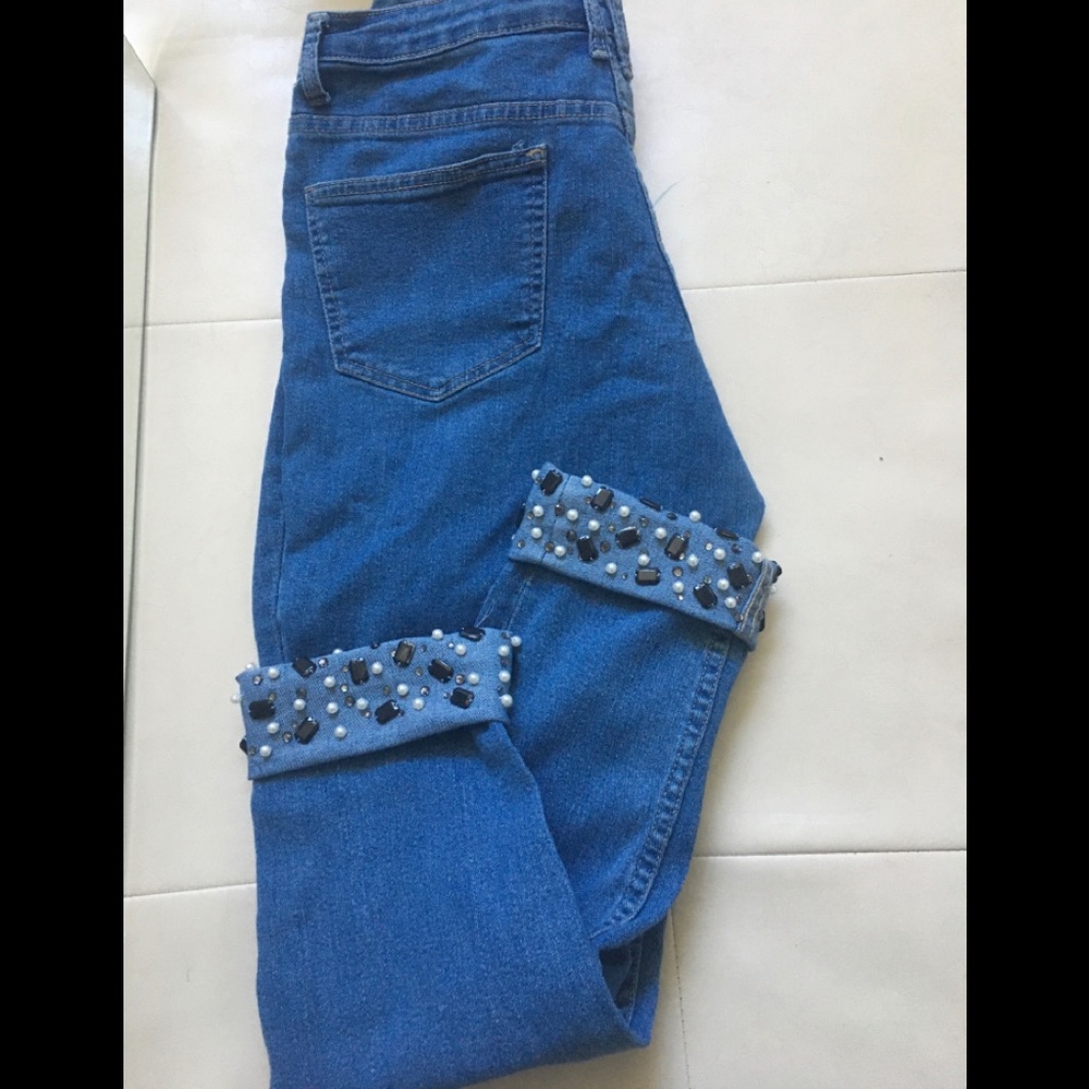 Venus Beaded Cuff Jeans